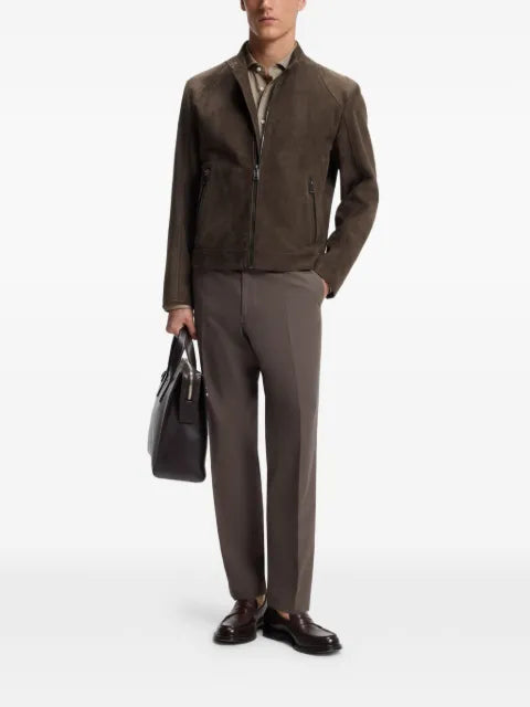 BOSS suede jacket with zippered cuffs