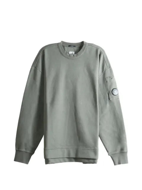 C.P. Company brushed and emerized diagonal fleece mixed boxy Lens crewneck sweatshirt