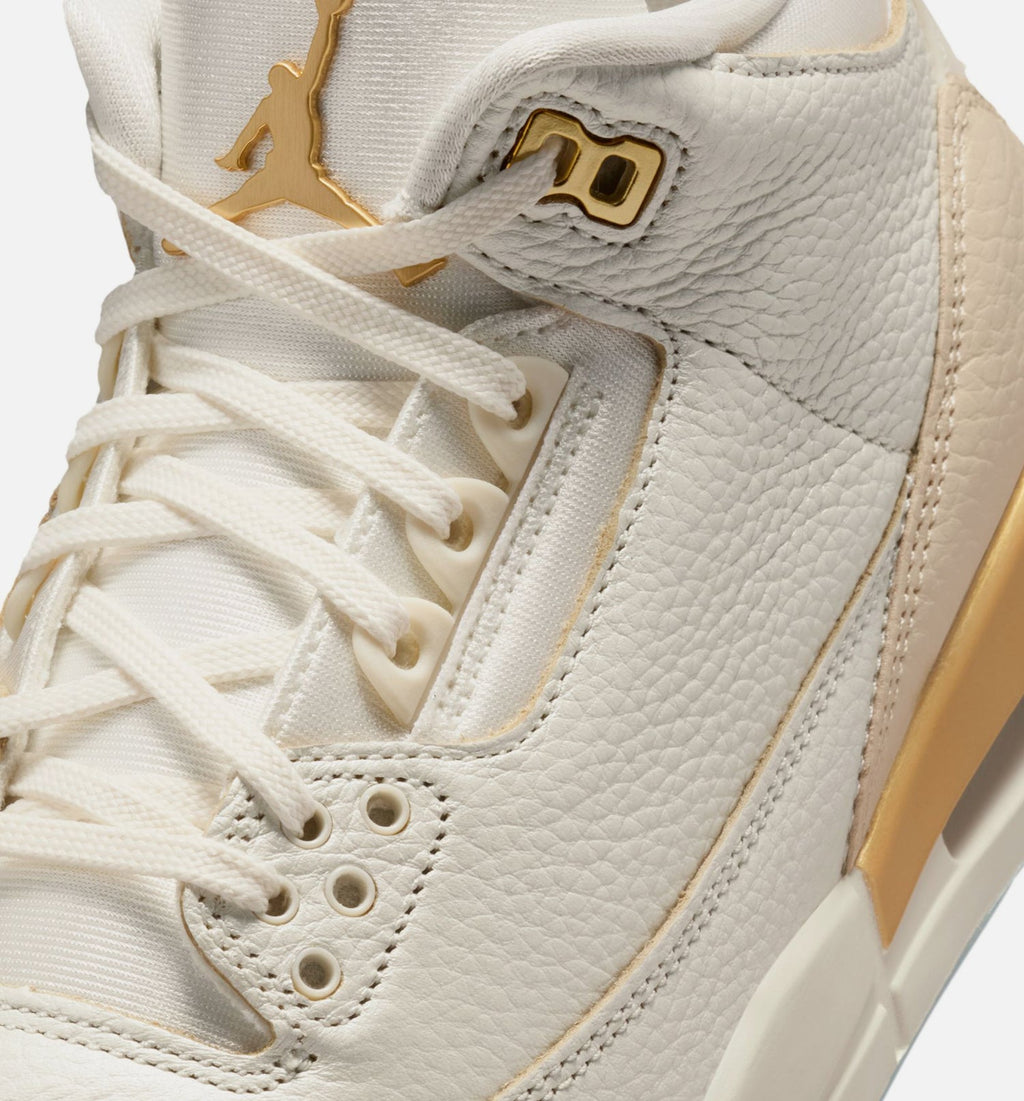 Air Jordan 3 Retro Sail and Pale Ivory - Women's Lifestyle Shoe (Sail/Team Gold/Pale Ivory/Metallic Gold/Ice)