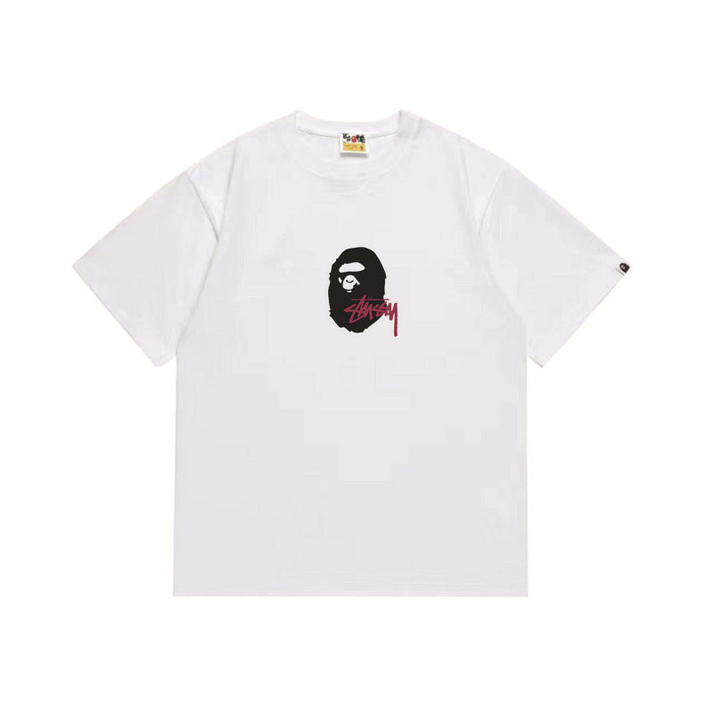 Stussy x Bape Ape Head Back Print Oversized Tee Streetwear Unisex