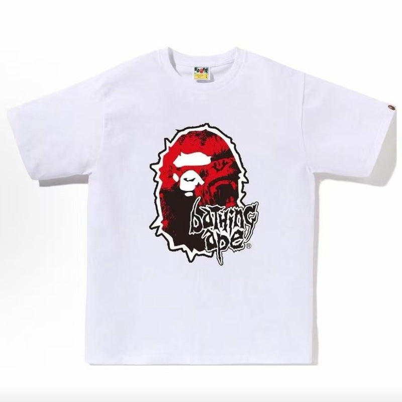 BAPE Ape Head Cartoon Print Loose Unisex Short Sleeve T-Shirt