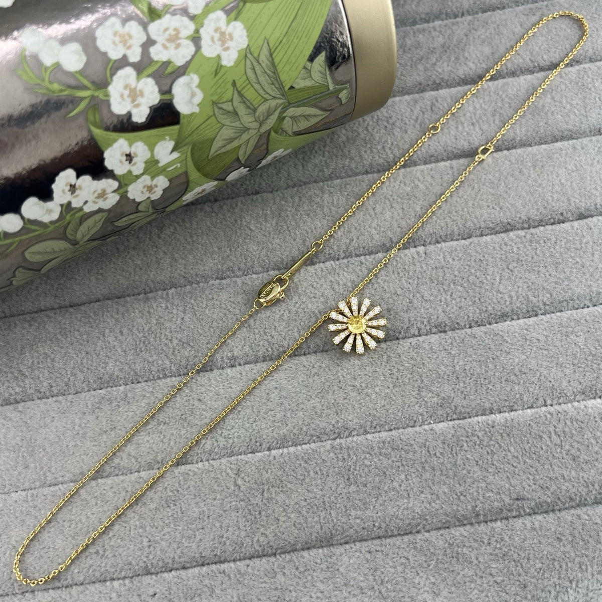 Damiani Style Floral Cubic Zirconia 18K Gold-Plated Necklace