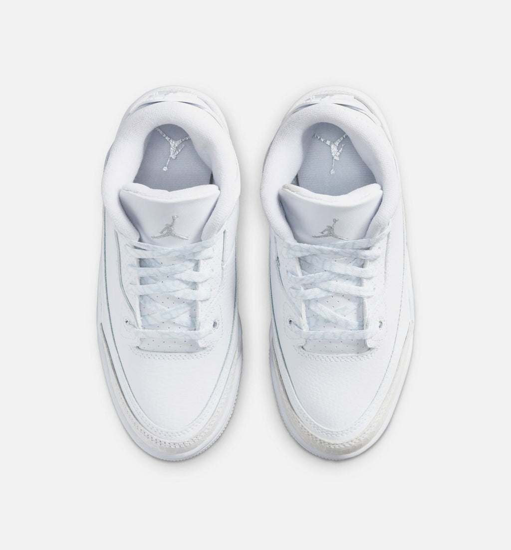Air Jordan 3 Retro White & Silver – Preschool Lifestyle Shoe | White/Metallic Silver