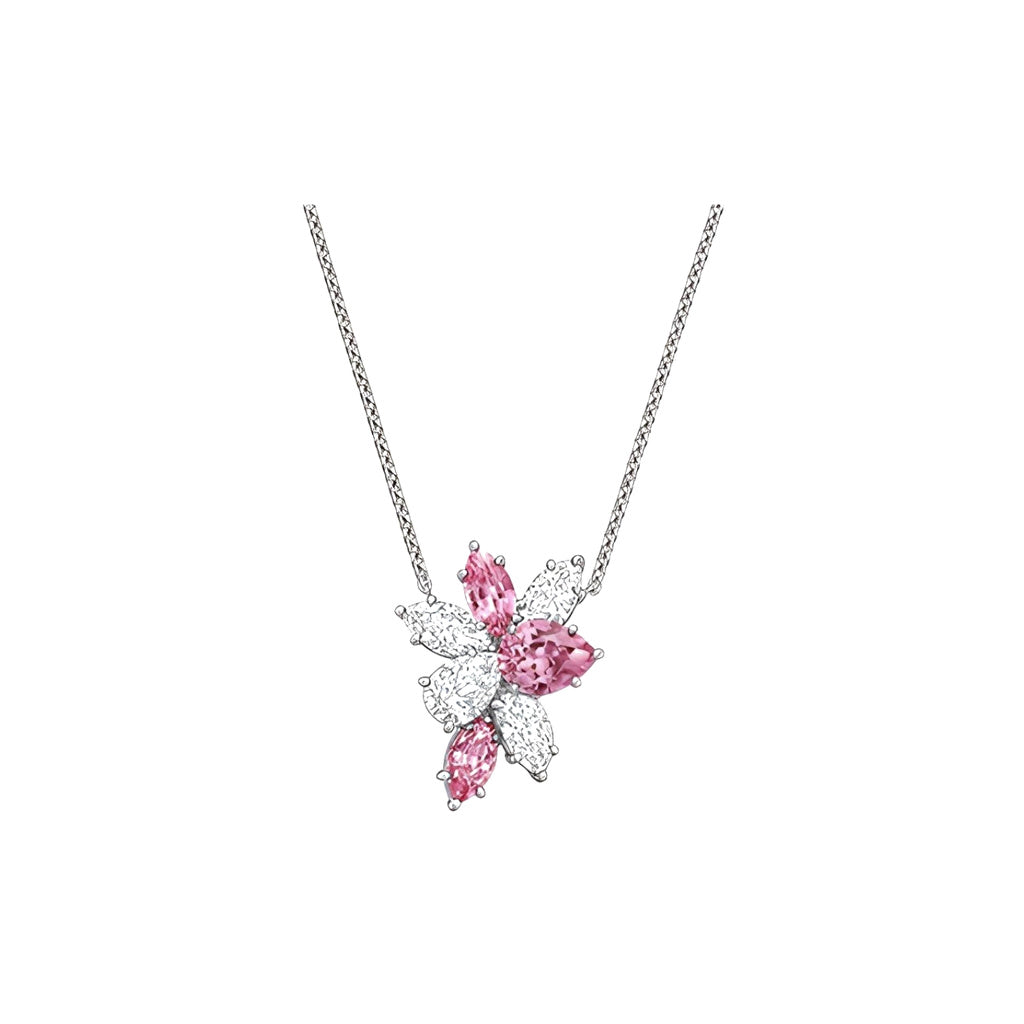 Harry Winston Style Pear-Cut Floral Cubic Zirconia Necklace