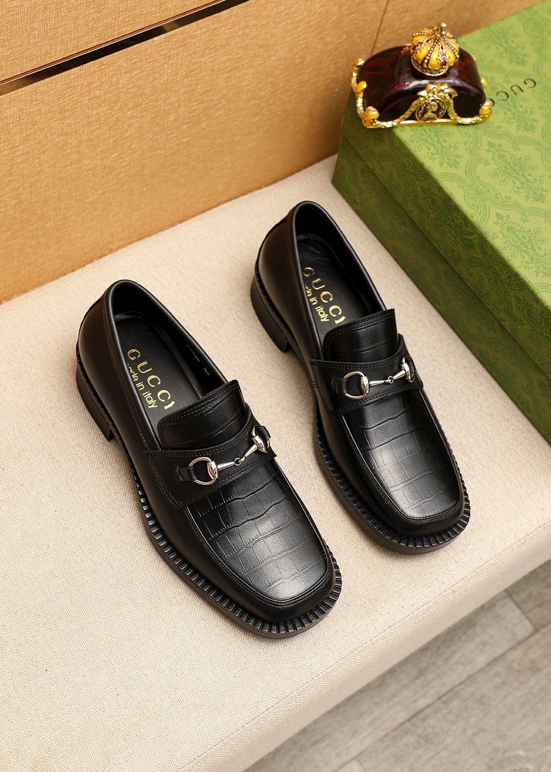 Gucci Black Leather Bit Loafers
