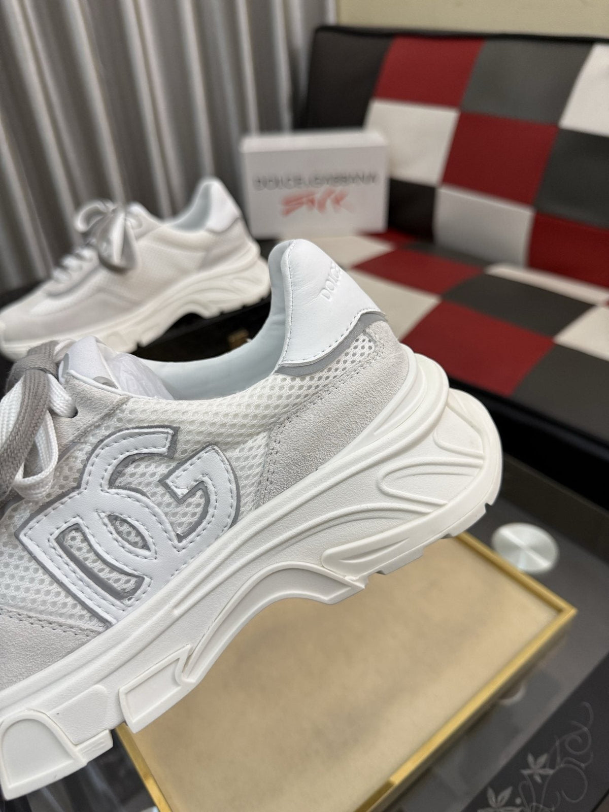 Dolce & Gabbana White and Light Gray Chunky Sneakers
