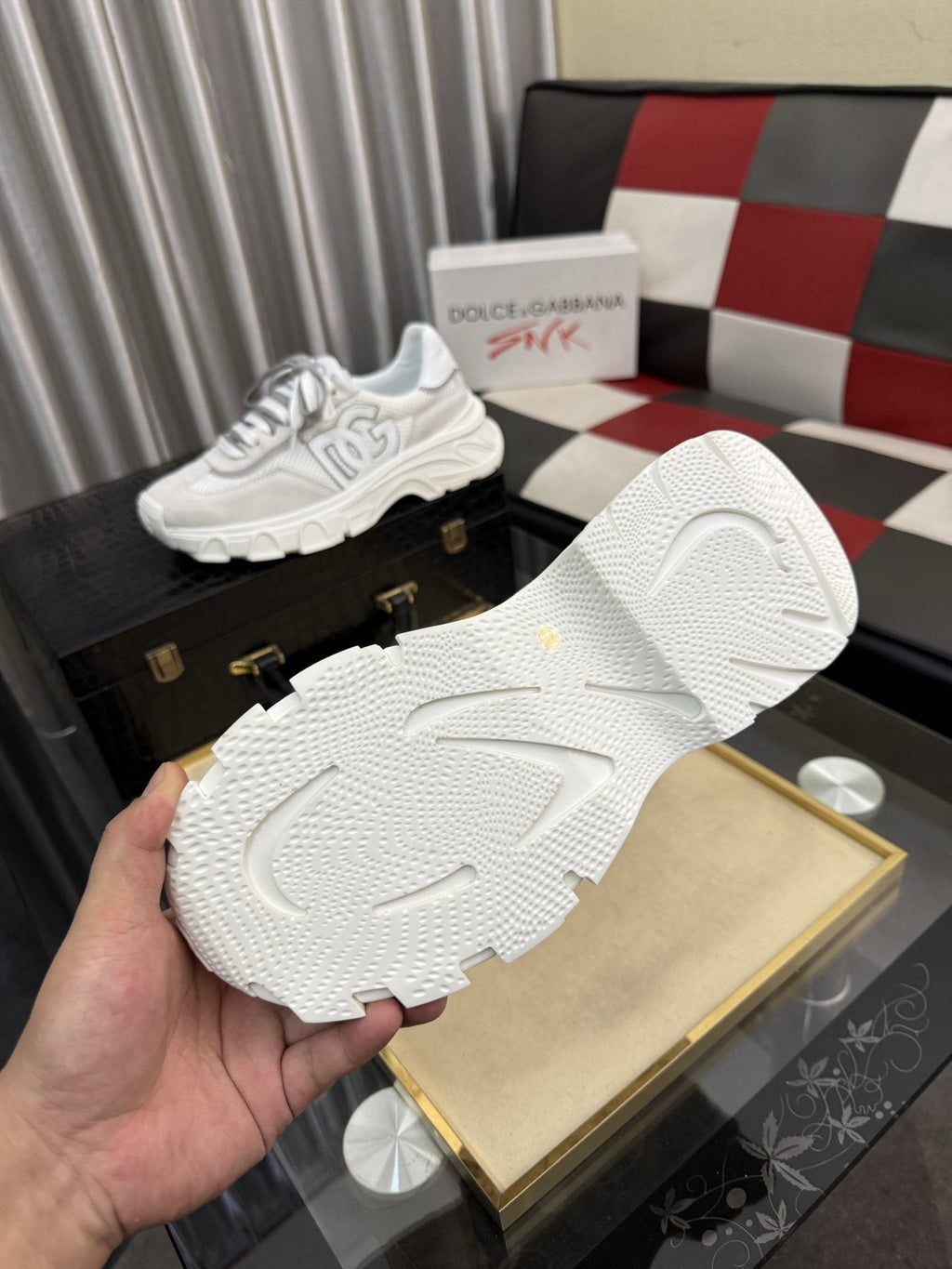Dolce & Gabbana White and Light Gray Chunky Sneakers