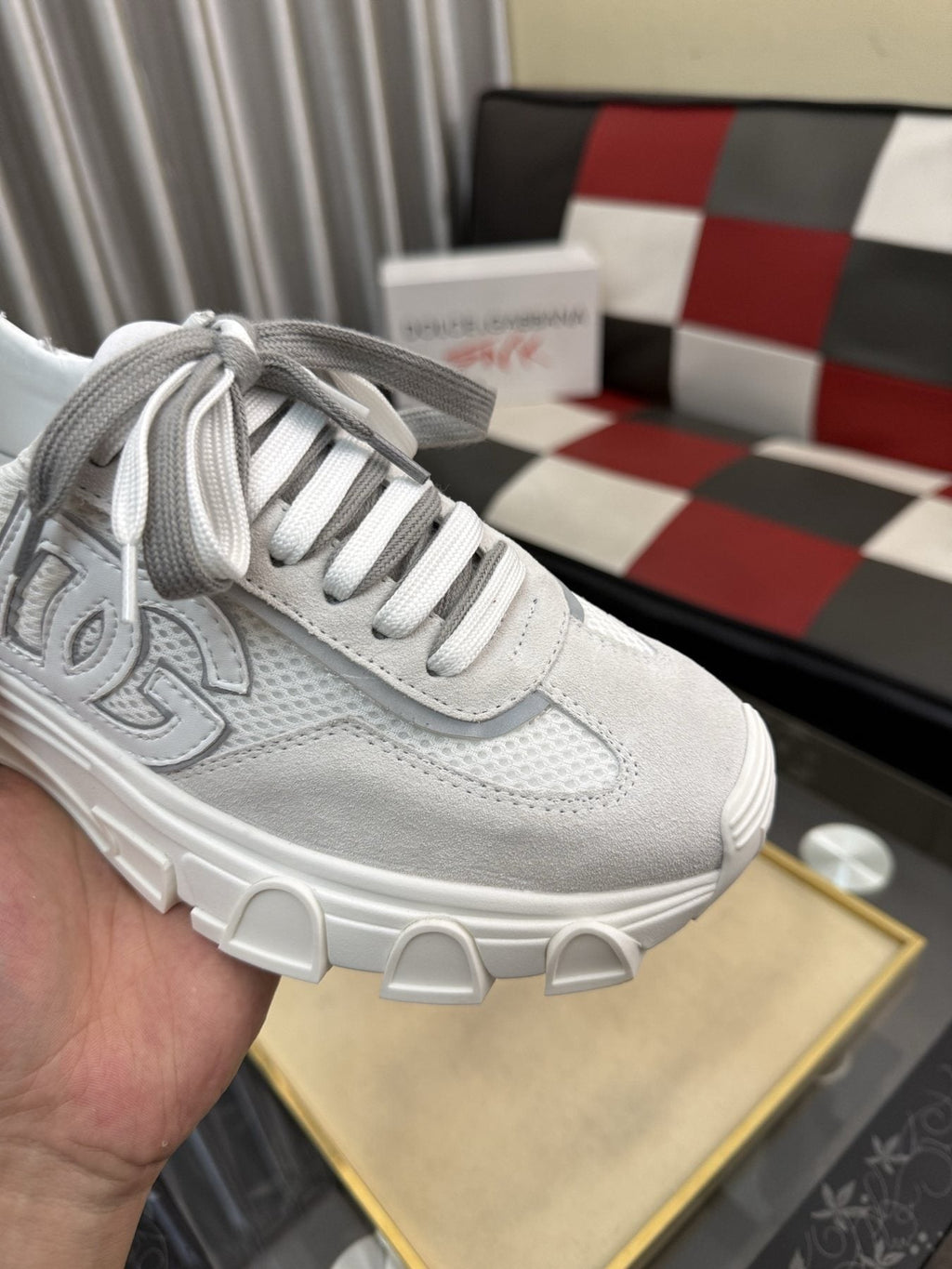 Dolce & Gabbana White and Light Gray Chunky Sneakers