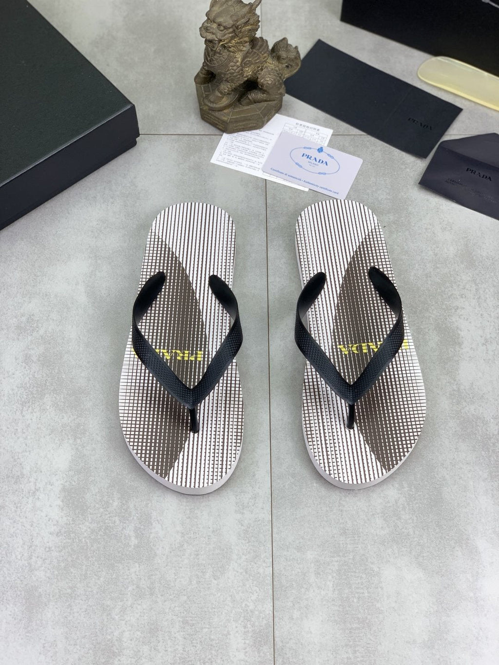 Prada Striped Thong Flip-Flops