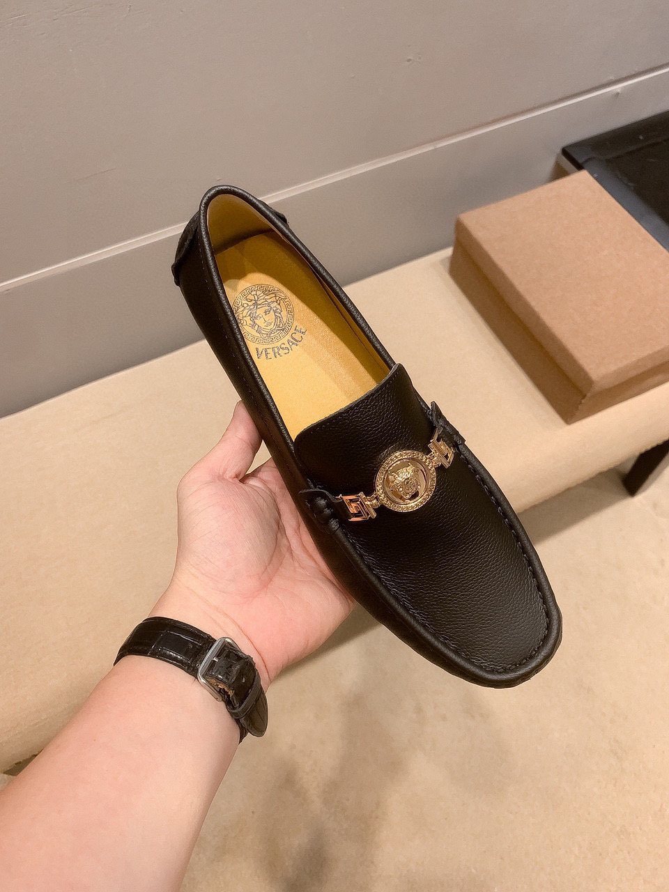 Versace Black Medallion Loafers