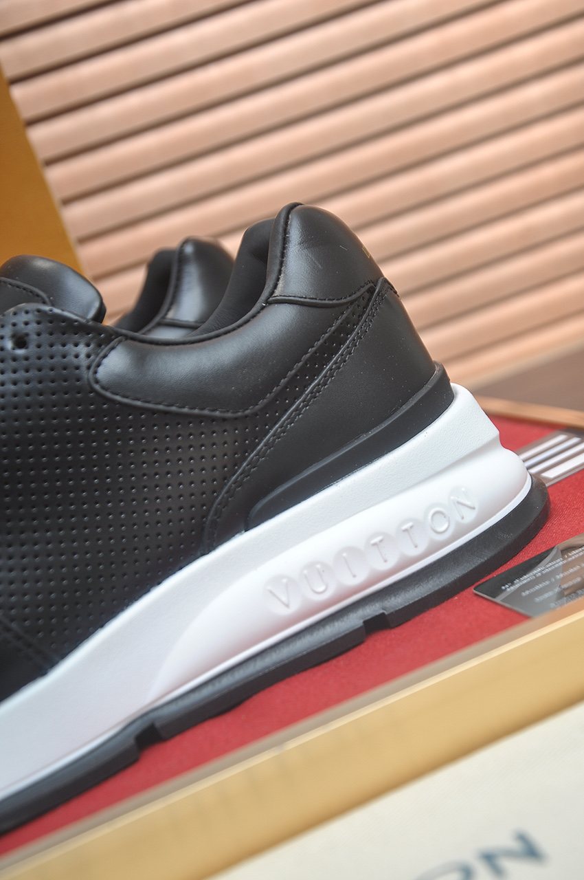 Louis Vuitton Black and White Low-Top Sneakers - Perforated Toe Detail