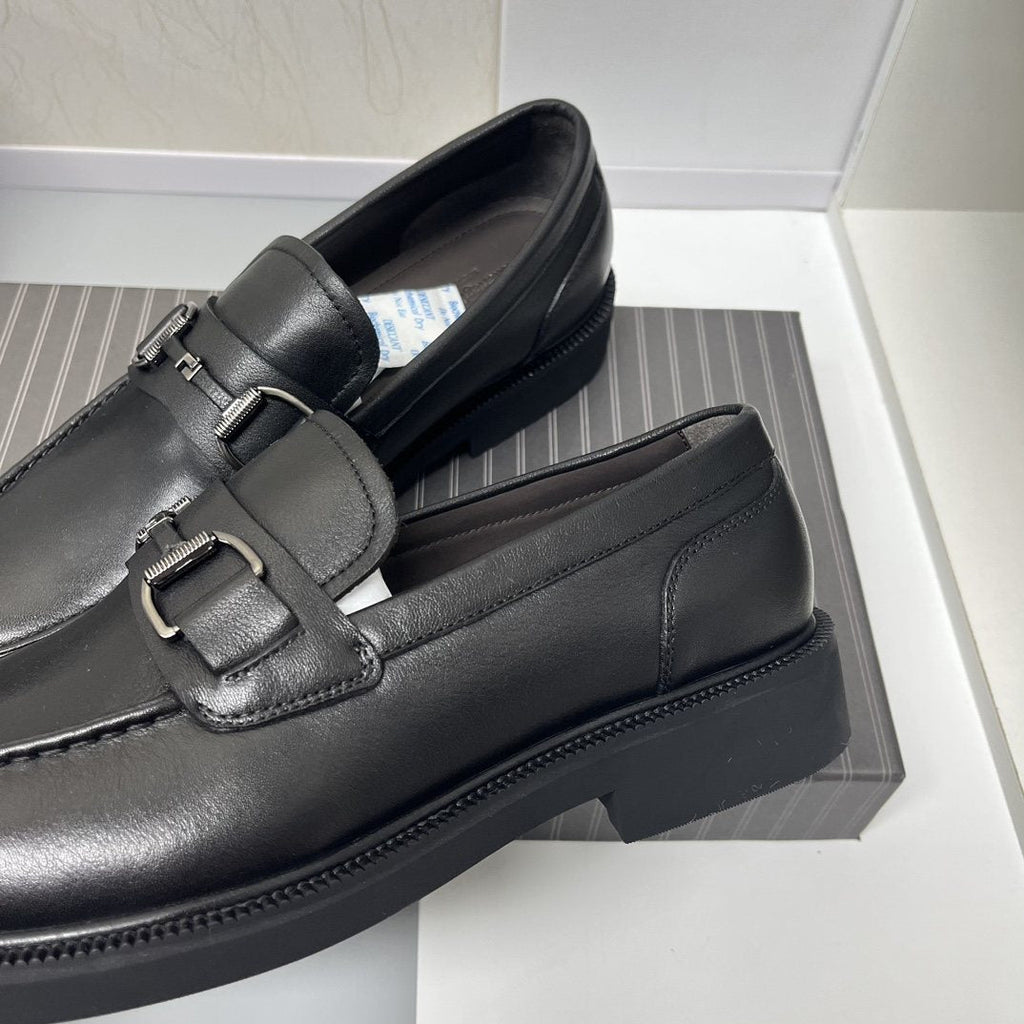 Ermenegildo Zegna Men's Black Leather Bit Loafers