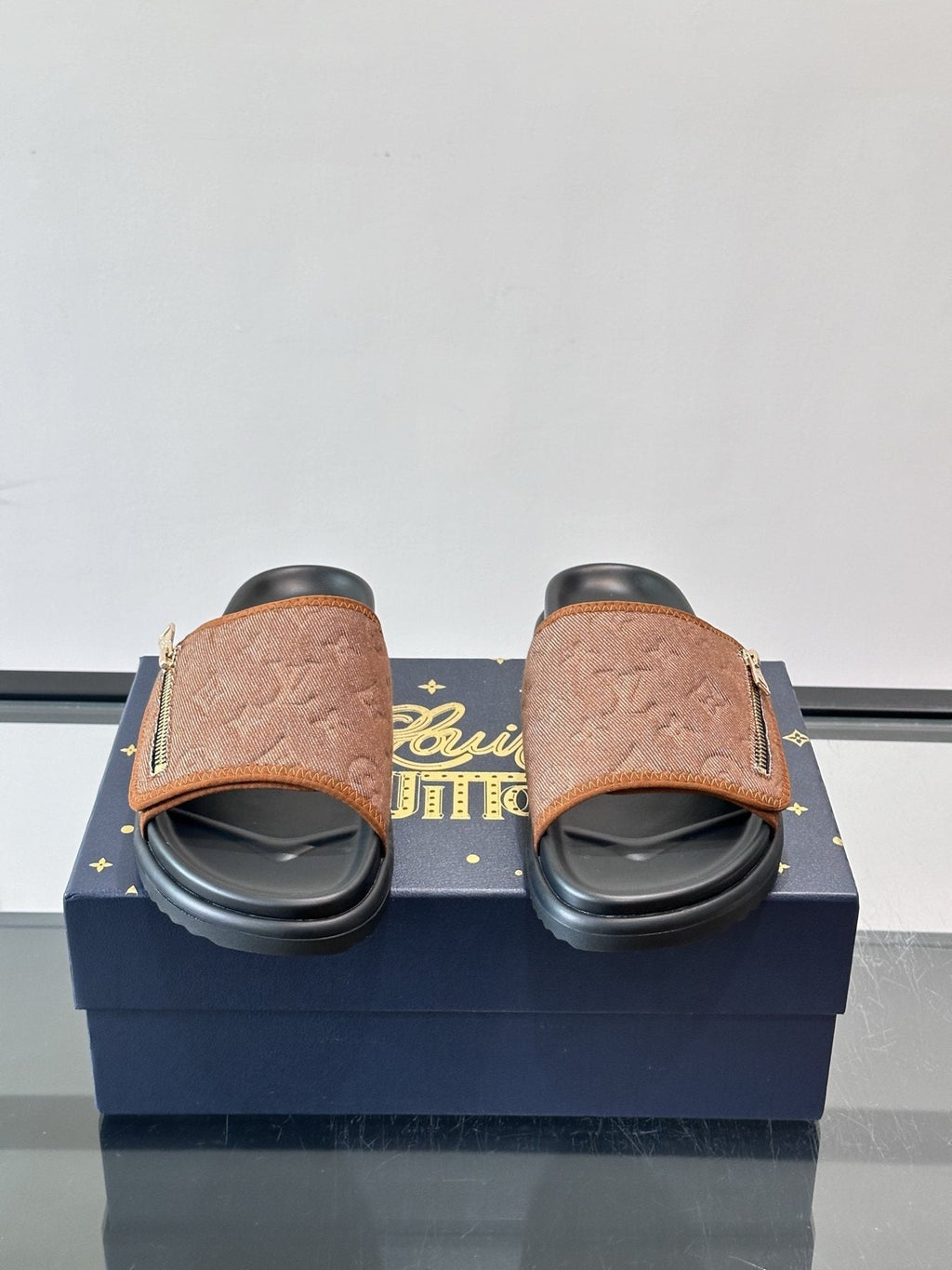 Louis Vuitton Embossed Strap Slide Sandals - Open Toe