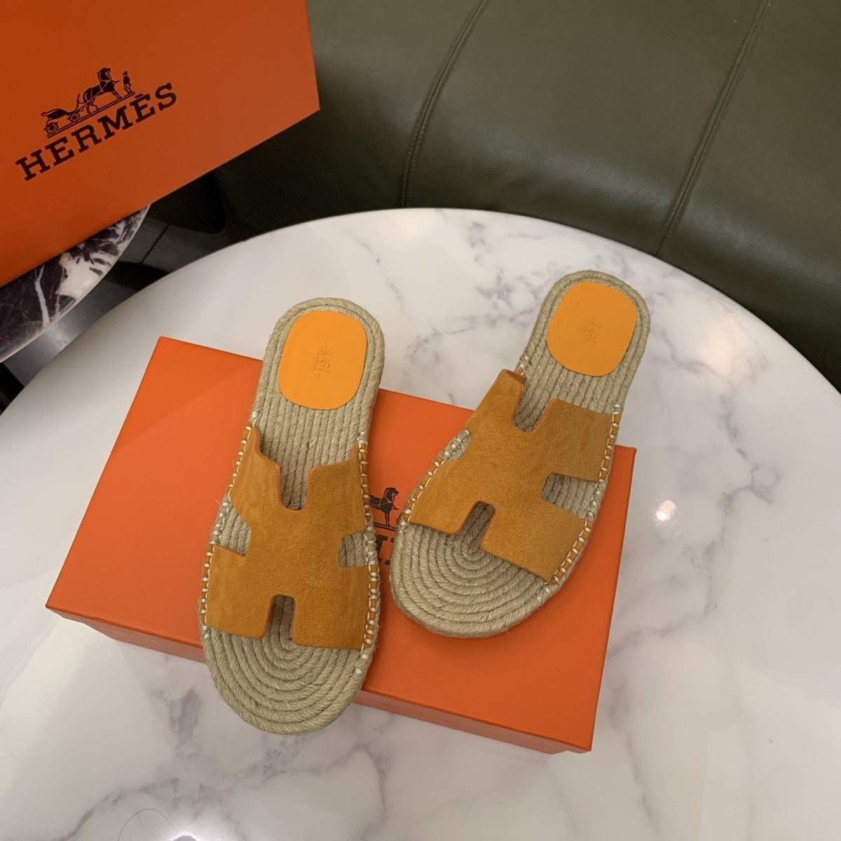 Hermès Men's H-Cut Braided Slide Sandals