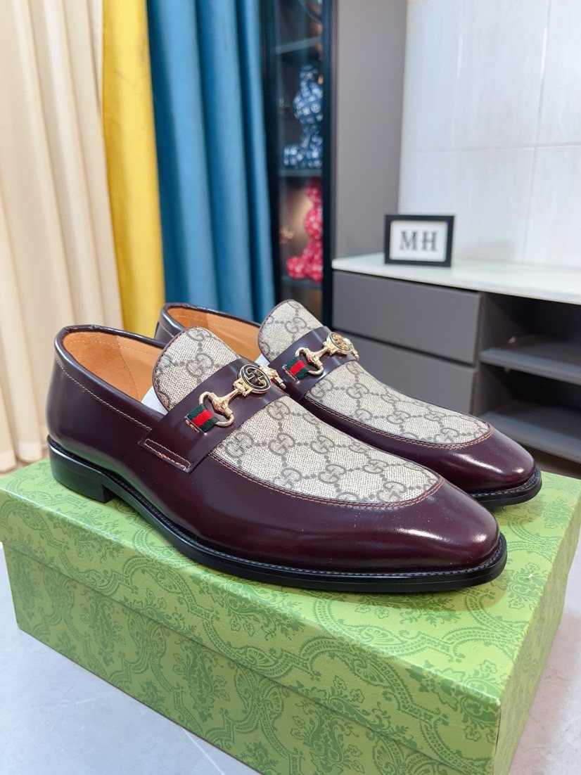 Gucci Monogram Metal Bit Loafers