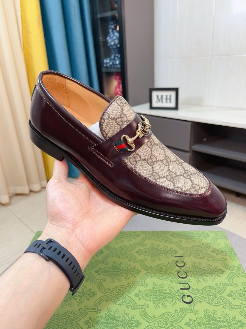 Gucci Monogram Metal Bit Loafers