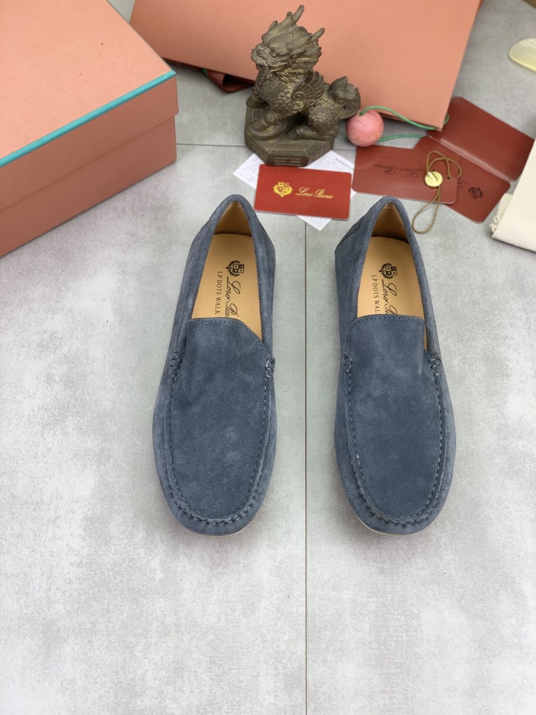 Loro Piana Blue-Gray Suede Driving Shoes