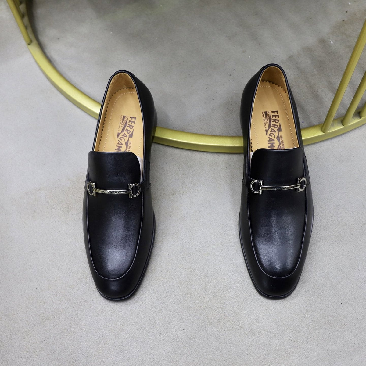Salvatore Ferragamo Men's Leather-Look Hardware Loafers