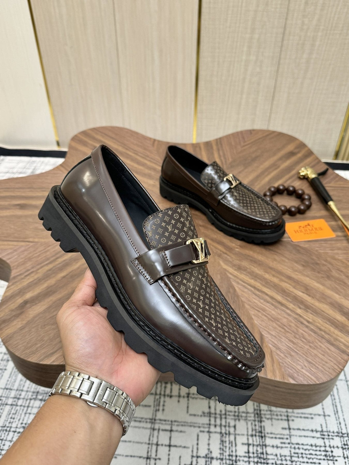 Louis Vuitton Men's Patterned Hardware Loafers
