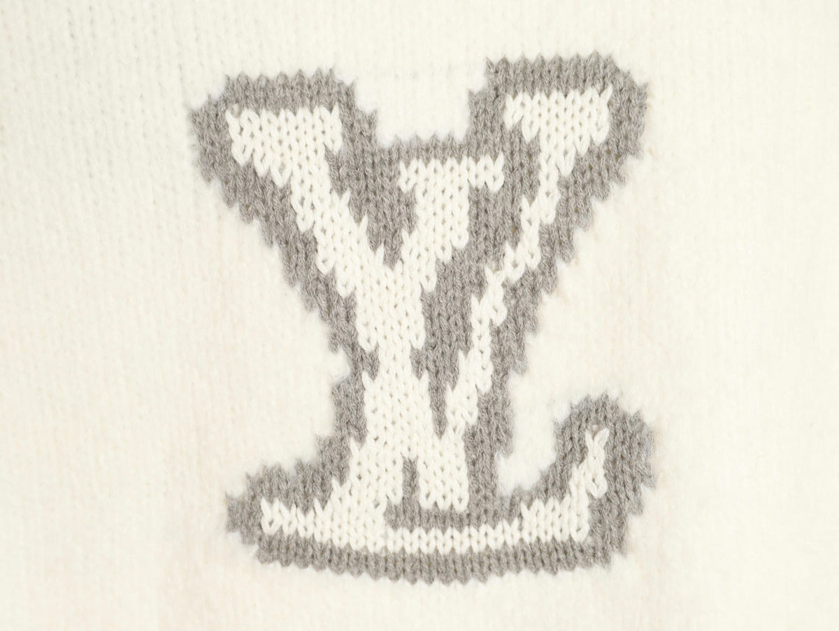 Louis Vuitton 22FW Large LV-Motif Knit Sweater - Ivory